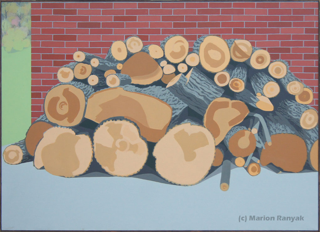 MR-255 Log Pile Against Brick Wall